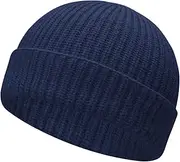 AGLIFEFY Wool Knit Cuff Short Fisherman Trawler Beanie Hats for Men Women Winter Roll up Edge Watch Skull Cap