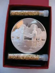 1-OZ STUNNING NATIVE AMERICAN TRIBAL INDIAN COIN STERLING SILVER.925 + GOLD