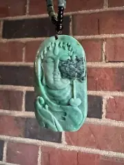 Certified Grade A Burma Green Jadeite "Wudao 悟道" Pendant Enlightenment Design