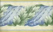 Victorian Yellow, Blue, and Green Leaf Drapery Rope WALLPAPER BORDER