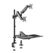 Brateck Gas Spring Sit-Stand Workstation Dual Monitors Mount Fit Most 17'-32' Moniters Up to 8kg per screen, 360?? Screen Rotation