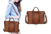 Multipurpose Vintage Tote Handbag Women Shoppers Bag Shoulder Bags Handbag Crossbody Bag-Brown