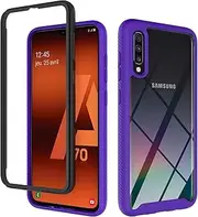 Bumper Case for Samsung Galaxy A70, Double Layer Protection for Samsung Galaxy A70 Case, PC Front Bumper + Back Cover Non-Slip Combination Phone Cover for Samsung Galaxy A70 Purple