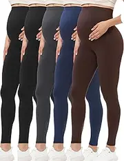 [Buttergene] 5 Pack Women's Creamlush Maternity Leggings Maternity Yoga Pants Pregnancy Leggings Maternity Clothes