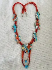 Native American Zuni Randy Pinto Shirley Benn Zuni Cardinal Bluejay Necklace