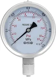 Pressure Gauge, Vacuum Pressure Gauge, Y‑100BF 0‑0.6MPa Radial Pressure Gauge, Stainless Steel Pressure Gauge for Air Conditioning Line, Tank, Air Pump