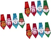 [NOLITOY] 3sets Christmas Sequin Necktie for Adults Boys and Girls Snowman Style Santa Claus Elk Bear Patterns Luminous Sequins Holiday Party Decorations 4pcs*3