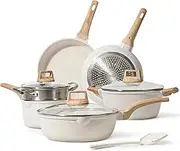 Daseeme 7Pcs Pots and Pans Set Nonstick Kitchen Stackable Aluminum Pans Induction Set with Lids Portable Dishwasher Safe PFOS PFOA Cooking Sets