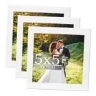 5x5 Picture Frame Set of 3, Made of Real Glass for 5x5 White wood Frames, Wall