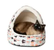 Hooded Cat Bed/House White Geo (EBAY SPECIAL-HALF PRICE!!)