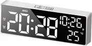 SonoYU Digital Alarm Clock, Bedside Desk Table Clock, Alarm Clock for Bedroom with DST/Temperature/Snooze-12/24H, for Deep Sleepers Kids Home Office, White (White Light)