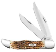 Case xx Knife Folding Hunter Jigged Amber Bone 30093 Carbon Steel Pocket Knives