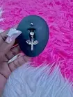 Cross Wings Belly Button Ring 14G For Navel Piercings Dangling Silver Jewelry