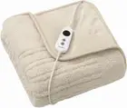 Reversible Sherpa & Coral Fleece Electric Heated Throw Blanket 160X130Cm Energy