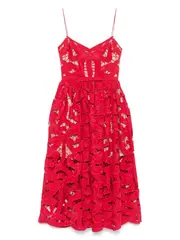 [Self-Portrait] Red Bow Embroidered Midi Dress