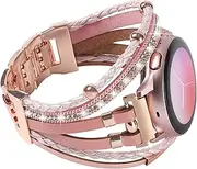 Posh Leather Bands Compatible with Samsung Galaxy Watch 6/Watch 5/Galaxy Watch 4 Band 40mm 44mm/Galaxy Watch 5 Pro Band/Watch 4/ Watch 6 Classic Band, 20mm Boho Bracelet Handmade Strap for Women