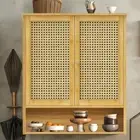 Bamboo Bathroom Medicine Cabinet Rattan Storage Shelf Hand-Woven Rattan Cupboard