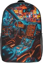 [WUSHAUALNS] School Bags Future Cars Backpack School Bag Rucksack for Girls Boys Backpacks Large Capacity Kids Back Pack Lightweight School Bags for Children Students 17inch