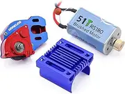 RC Motor RS180 51T Brushed Motor & Aluminum Alloy Transmission Gearbox & Heatsink for Axial SCX24 AXI00002 AXI00001 AXI90081 AXI00006 AXI00005 1/24 RC Crawler Upgrade Parts (Assembled)