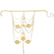 [UPAQULTER] Multi-layer tassel anklet, metal chain instep chain, chain footwork, exotic retro fashion