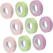 DRESSOOS 9 Rolls Eyelash Grafting Tape Comfortable Non Woven Lash Tapes Solid Colors for Makeup Salons and Personal Use Skin Friendly Easy to Remove