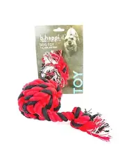 B.happi Pet Toy Tug Toss and Fetch Black and Red Chew Throw Rope Ball Dog Toy