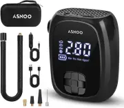 ASNOO S9 Mini Tyre Inflator - 150 PSI Max, Compact & Cordless, EVA Storage Ca...