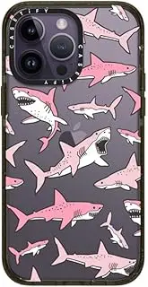 CASETiFY Impact iPhone 14 Pro Max Case [4X Military Grade Drop Tested / 8.2ft Drop Protection] - Pink Sharks - Glossy Black