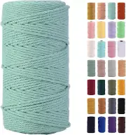 MAOQIAN Light Green Macrame Cord 3Mm X 109Yards,Colored Cotton Rope Colorful Cot