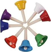 Kisangel 8pcs Hand Bell for Musical Enlightenment Instrument Safe Metal Material Bright Colors for Home School Daycare and Learning Centers