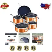Healthy Duralon Blue Nonstick 9pc Cookware Set - Safe & Induction Ready