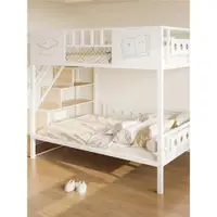 在飛比找ETMall東森購物網優惠-2024小戶型現代簡約新款雙層鐵藝高架床兒童床省空間高低子母