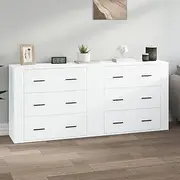 Sideboards 2 pcs White Engineered Wood Dining Furniture