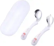 STOBOK 1 Set Toddler Practicing Tableware Spoons Forks Utensils Set Stainless Steel Cutlery Flatware Set for (White)