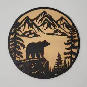 Bear on Cliff – Solar Wood Burning – Wall Hanging