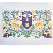 SUSAN ROBERTS NEEDLEPOINT CANVAS: GRIFFIN COAT OF ARMS GG