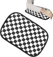 Car Armrest Cover,Automotive Elbow Rest Pad - Black and White Checkered Car Armrest Cover Pad Center Console Cushion Interior Decoration