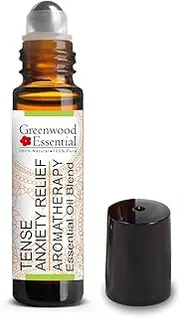 Greenwood Essential TENSE ANXIETY RELIEF - Aromatherapy Essential Oil Blend of Sandalwood, Lavender, Clary Sage, Roman Chamomile & Patchouli Essential Oils 10ml (0.33oz)