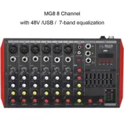 MG8 8 Channel Bluetooth Portable Audio Mixer Sound Mixing Console MP3 48V XLR 3P
