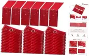 54 Pcs Sequin Chair Sashes and Table Runners, 48 Pcs Chair Sashes 6 Pcs Red