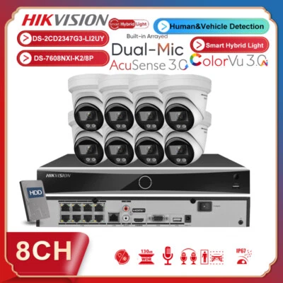 Hikvision 8ch 8POE NVR CCTV System 4MP Acusense 3.0 Smart ColorVu 3.0 Camera Lot