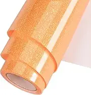 WOOGLITTER Orange Glitter HTV Heat Transfer Vinyl Roll 12inch x 5 ft for T-Shirt Crafts Glitter Iron on Vinyl Suitable for All Cutter Machines Easy to Cut & Weed for Heat Vinyl Design