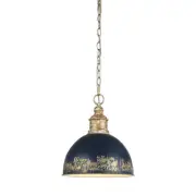 Golden Lighting 0809-M Alison 12"W Pendant - Vintage Gold / Antique Navy