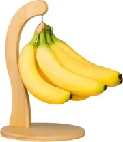 Banana Holder W/Hanging Hook, Rustic Wooden Grape Stand for Kitchen Countertop,