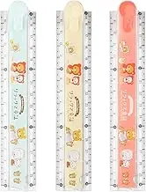 3 Pcs Plastic Folding Ruler Sets, 30cm 3 Color Geometric Foldable Plastic Stationary Straight Study Rulers Clear Bear Pattern Folding Ruler, Folding Rulers for School Children Kids Students Office Use