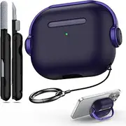 [R-fun] Airpods 3rd Generation Case with Secure Lock, Music Headset Earphone Protective Case Cover with Cleaning Kit Compatible with Apple Airpods 3 2021 Charging case-Purple