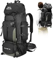 Byjogger 90L Waterproof Hiking Backpack for Men, Large Capacity Travel Backpacks with Multi-Compartment, Lightweight & Breathable Rucksacks for Outdoor Camping, Trekking, Black, l