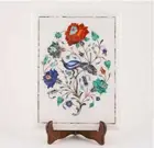18" x 15" Marble Corner Side Table Top Semi Precious Stones Handmade Inlay
