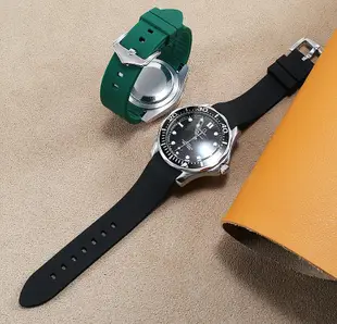 手錶配件 橡膠手錶帶男代用勞力士綠水鬼歐米茄精工浪琴康卡斯弧口硅膠錶鏈