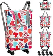 [VOOWO] Duffel Bag - Foldable Expandable Duffle Bag with Wheels for Travel, Rolling Luggage Carry On Bag, Large Rolling Backpack Weekend Bags for Men Women